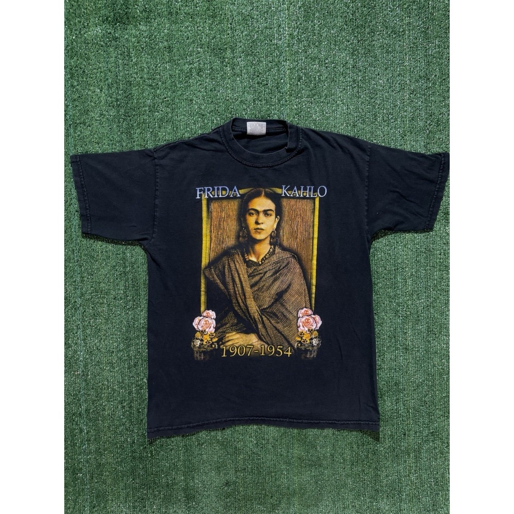 Vintage King One Size Frida Kahlo Self Portrait Tee Shirt Black Size Medium